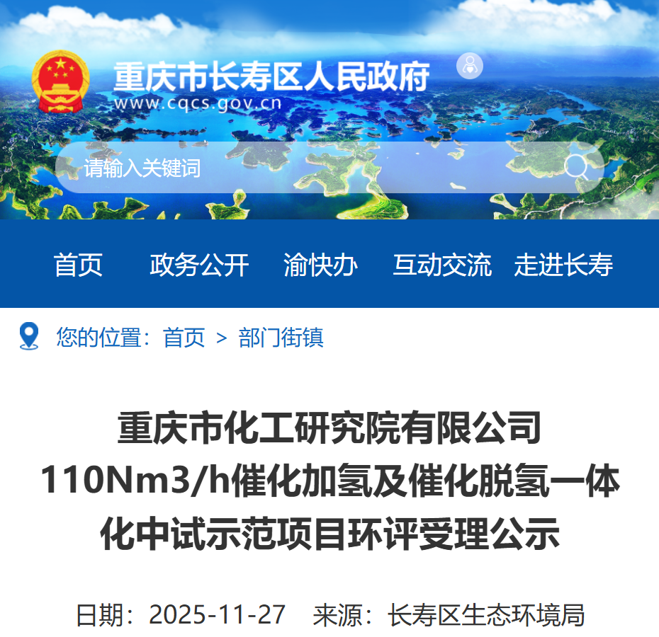 110Nm³/h催化加氢及催化脱氢一体化中试示范项目