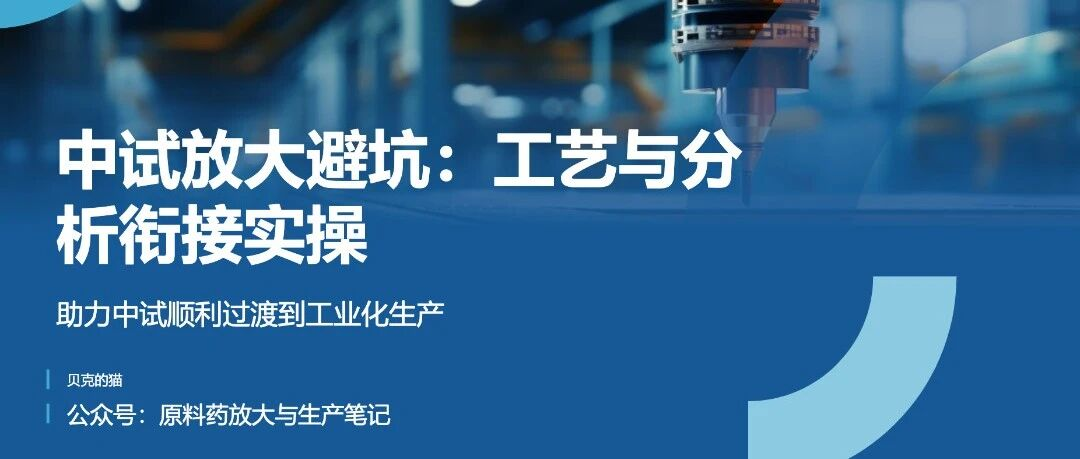 中试放大避坑｜工艺与分析的衔接